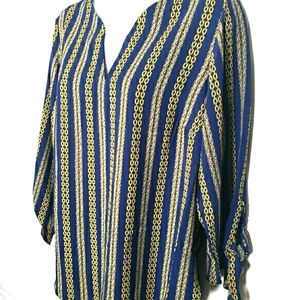 Michael Kors Blouse Top True Navy Chain Shirt